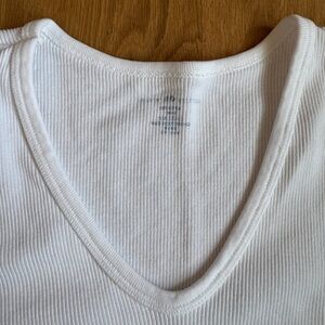 White Ribbed V-Neck Tank Top